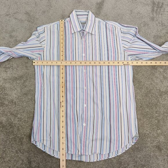 Ted Baker Men's Button Down Shirt Size 3 Colorful Striped 100% Cotton Formal - Picture 7 of 11